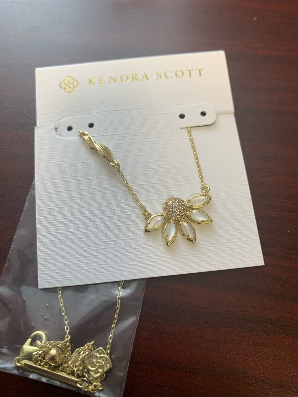 Kendra Scott Gold Daisy Flower Necklace with Crystal Center